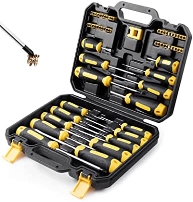 Magnetic Screwdrivers Set with Case TH010 57 PCS Includes Slotted/Torx/Phillips Mini Precision Screwdriver, Non-Slip Repair Tool Kit With Replaceable Screwdriver Bits For Repair Home Improvement Craft