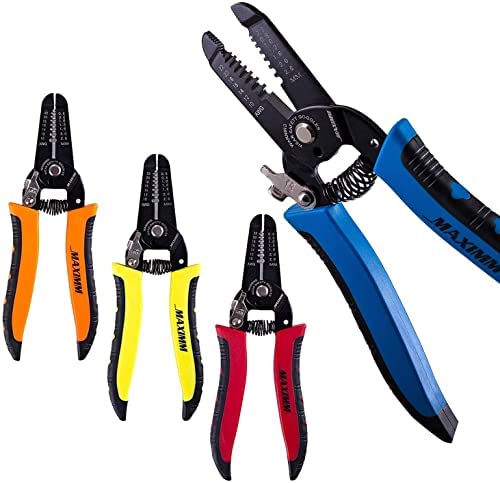 Maximm Cable Electrical Wire Cutter And Plier, [4 Pack] Multi-Function Hand Tool With Precision Threading Hole, 10-22 AWG – Yellow, Blue, Red and Orange