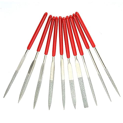 Maexxna 10pcs Diamond File Set Needle Files Tools Flat Diamond Coated Files Small Tip Files for Wood, Metal, and Plastic Sanding with a Gift Wire Cutter