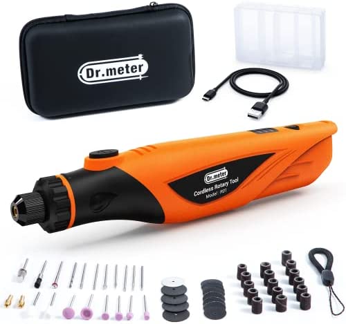 Mini Cordless Rotary Tool Kit: Dr.meter 3.7V Electric Rotary with 3-Speed and 50pcs Accessories – Rechargeable Multi-purpose Power Tools for Delicate & Light DIY Crafts Small Projects