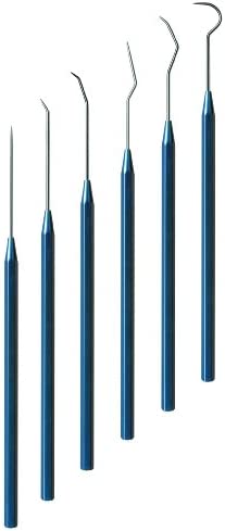 Moody Tools 55-1292 25mil 6-Piece Anodized Aluminum Precision Probe Set: Straight, Single, Short Double, Long Double, Triple and Hook Tips