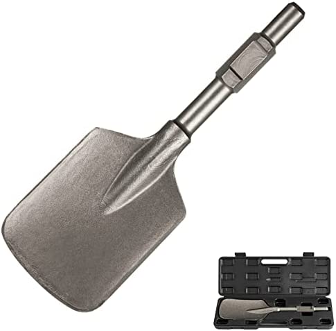 Nisorpa Clay Spade, 1-1/8″Hex Shank Clay Spade Chisel Bit for Electric Demolition Hammer, Trenching and Digging Shovel Bit w/Carrying Case for Clay, Gravel, Frozen Soil, Concrete – 17.3″ × 5.3″