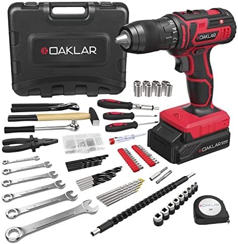 OAKLAR 20V Power Drill & Household Tool Kit, 133-Pieces Tool Set with 1/2″ Electric Drill in Tool Box for Home Repair and Homeowners Maintenance DIY Projects – OACD20AD133