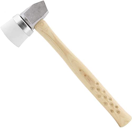 OASIS EVERLASTING Rubber Mallet – Soft Face Mallet with Rubber Cap, Iron Wedge, American Hickory Handle – Rubber Hammer Mallet for Flooring Installation – 2.65lbs (White – Light)