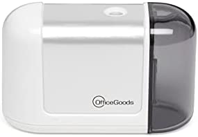 OfficeGoods Mini-Pro Automatic Pencil Sharpener – Cordless Portable Sharpener – Battery Operated – Compact & Powerful for Home, Office & School – White
