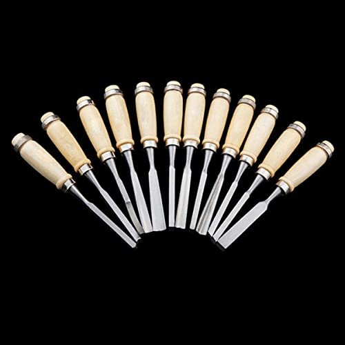 Omninmo 12pcs Wood Carving Hand Chisel Tool DIY Wood Carving Kit Woodworking Carpentry Gouges Set for Beginners Sharp Woodworking Tools for Beginners Hobbyists Professionals Gift