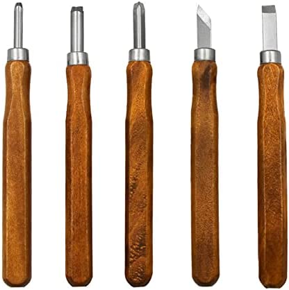 Omninmo 5 Pcs Wood Carving Knife Set, Wood Turning Tools HSS Blades and Quality Wood Handle, Hand Carving Tool Set Wood Lathe Chisel Set for DIY Sculpture Carpenter Experts & Beginners