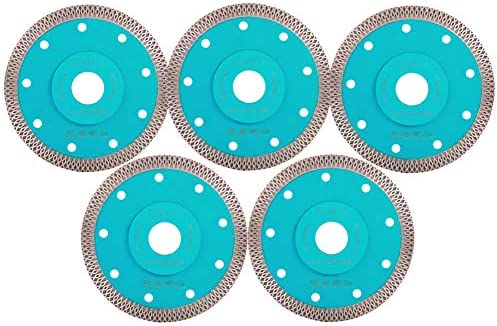PEAKIT Supper Thin Tile Blade 4.5 Inch 5 Pack Diamond Porcelain Saw Blade Ceramic Cutting Disc Wheel for Angle Grinder