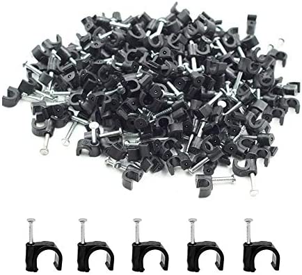 PHITUODA Black Half Clamp J-Hook with Nail For Pex Tubing Pipe Support 0.16inch/4mm – 200pcs