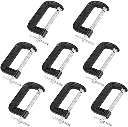 PINGEUI 8 PCS 4 Inch C-Clamp, Heavy Malleable Iron C-Clamp with 4 Inch Jaw Opening, 2.36 Inch Throat Depth, Quick-Grip C-Clamp for Woodworking, Welding, Repair