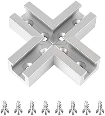 POWERTEC 71415 T-Track Intersection Kit For 3/8” Mitered T Track with Pre-drilled Holes and Mounting Hardware | 3×3 Inch