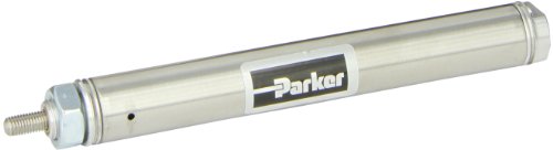 Parker .75NSR03.0 Stainless Steel Air Cylinder, Round Body, Single Acting, Spring Return, Nose Mount, Non-cushioned, 3/4 inches Bore, 3 inches Stroke, 1/4 inches Rod OD, 1/8″ NPT Port