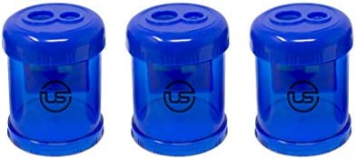 Pencil Sharpeners, 3 Pack Blue Dual Hole Sharpener with Receptacle Pencil Sharpener Manual Pencil Sharpeners for Regular and Oversized Pencils or Crayons