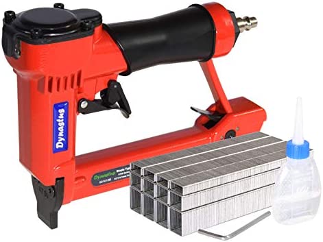 Pneumatic Upholstery Staple Gun, 21 Gauge 1/2″ Wide Crown Air Stapler Kit, by 1/4-Inch to 5/8-Inch, 1/4-Inch to 5/8-Inch, with 3000 Staples