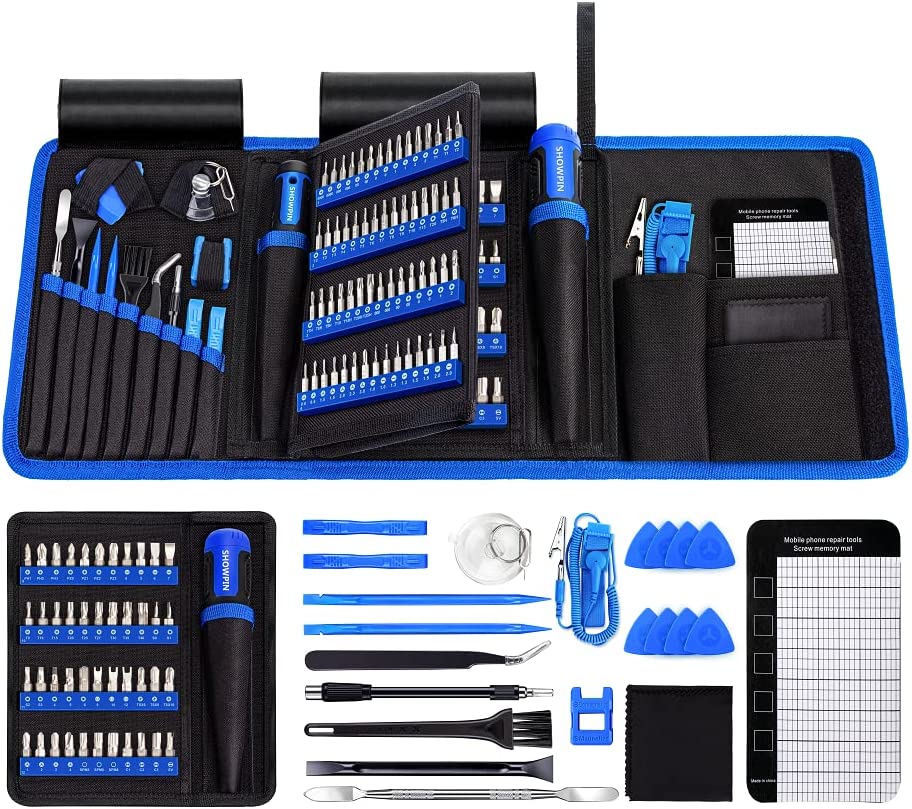 Precision Screwdriver Set, SHOWPIN 191 in 1 Computer Repair Tool Kit with 164 Screwdriver bits, 1/4” Nut Driver Set Laptop Screwdriver Kit Compatible for PC, iPhone, iPad, Phone, PS5, Xbox, Household