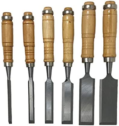 Professional Wood Chisel Tool Sets Sturdy Wood Handles and Carbon Steel Blades – Woodworking Tools Chisel Kit, 6PCS, 1/4″, 1/2″, 3/4″, 1″, 1 1/4″, & 1 1/2″