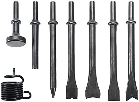 RELMON 8 Pcs Pneumatic Chisel Set Hammer Drill Chisel Set for 150/190/250 Air Hammer, 7 Kinds Shape Masonry Concrete Chisel Drill Bits