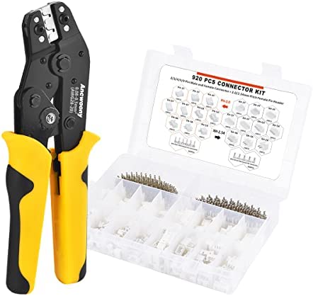 Ratchet Crimping Tool Kit, Self-adjustable Wire Crimper Plier Set Crimping tools Kit With With 920PCS Connectors Include JST PH 2.0 and JST XH 2.54 Terminals…