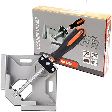 Right Angle Clamp for Woodworking – ZHMNEG Woodworking Clamps Made of Aluminum Alloy and Durable, TPR Rubber-Coated Handle is Comfortable and Labor-Saving, Carbon Steel Thread is Not Easy to Wear
