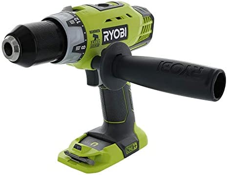 Ryobi P214 One+ 18 Volt Lithium Ion 1/2 Inch 600 Pound Torque Hammer Drill/Driver (Tool Only) with Handle (Non-Retail Packaging)