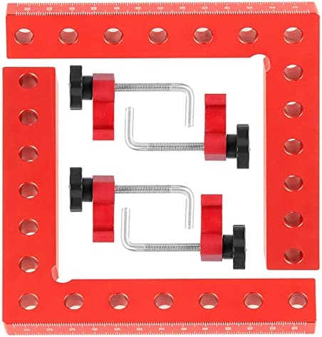 SEHOI 2 PCS 5.5 x 5.5 Inch 90 Degree Positioning Squares, Right Angle Aluminum Alloy Clamping Square L-type Corner Clamp Woodworking Tool for Cabinets, Drawers, Photo Frames, Red