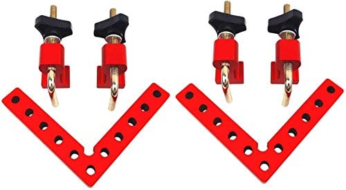 SPARIK ENJOY 4.72″×.94″ 90 Degrees Positioning Squares Right Angle Clamps, Aluminium Alloy L-Type Corner Clamp Woodworking Carpenter Clamping Tool for Picture Frames, Boxes, Cabinets (Red 120MM 6 PCS)