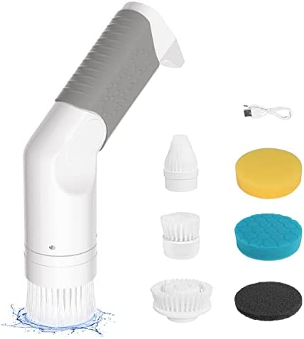 SZFIXEZ Electric Spin Scrubber ,Cordless Power Scrubber Cleaning Brush with 6 Replaceable Brush Heads,Small Handheld Electric Scrubber for Bathroom Bathtub, Floor, Wall, Tile, Kitchen, Toilet, Window
