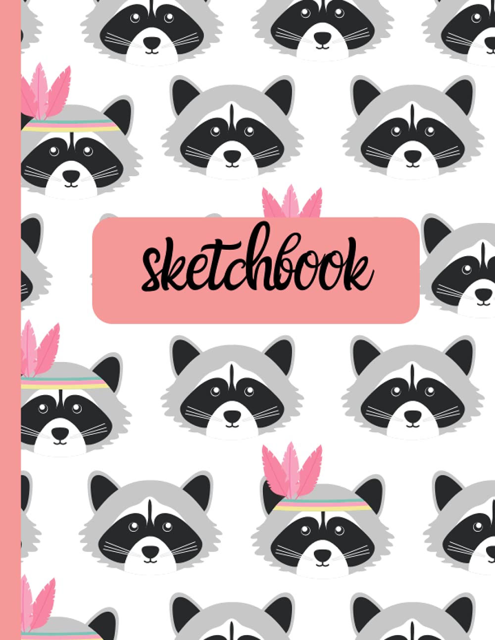 Sketchbook: Racoon With Native American Pattern Unruled Plain Notebook for Drawing, Painting, and Doodling for Art Project