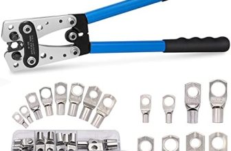 Solsop Battery Cable Lug Crimping Tool 10-1 AWG with 60PCS Copper Ring Terminals 8 Sizes Battery Cable Lug Crimper for Heavy Duty Wire Lugs, Battery Terminal, Copper Lugs