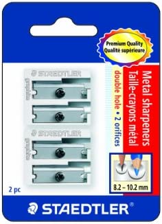 Staedtler Metal Sharpeners, Double Hole for Pencils and Colored Pencils 2 ea, 510 20BK2,Silver