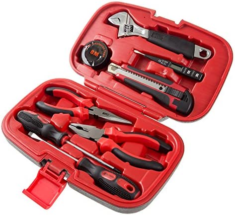 Stalwart – 75-HT1009 Household Hand Tools, Tool Set – 9 Piece by , Set Includes – Adjustable Wrench, Screwdriver, Pliers (Tool Kit for the Home, Office, or Car) Red