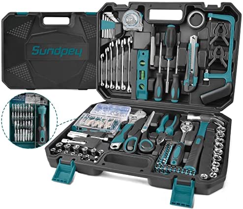 Sundpey Household Tool Kit 257-PCs – Home Auto Rapair Tool Set Complete General Hand Tool Set – Tool Kits for Handyman & Precision Screwdriver Set & Metric Hex Key & Toolbox Storage Case for Men Women