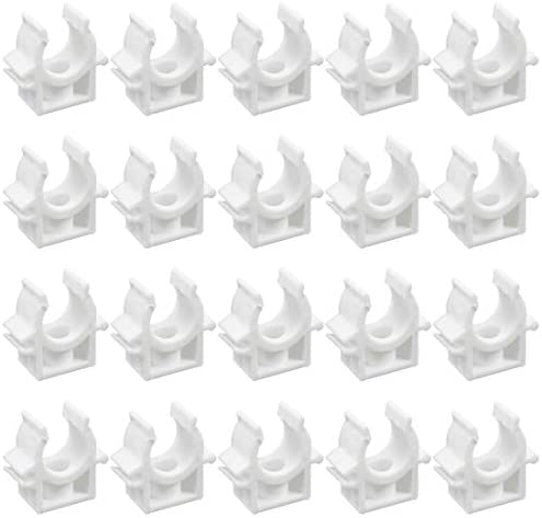 Sydien 20 Pcs White 16mm/0.63″ ID PVC Water Pipe Clamps U-Shaped Buckles For Water Pipes & Tubing Hoses Support With Screws