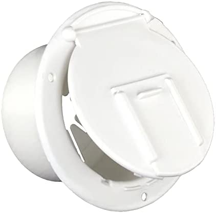 Thetford|B&B Molders RV Replacement Parts and Accessories Camper Round Electrical Cable Cord/Jack Cover Hatch with Back Polar White PN 94328