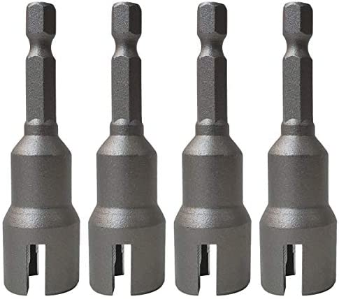 Tockrop Deep Power Wing Nut Driver 4 Pack, Slot Wing Nuts Drill Bit Socket, Wrenches Tools Set for Panel Nuts Screws Eye C Hook Bolt Hurricane Shutters, 1/4″ Hex Shank
