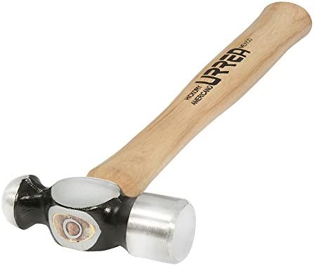 URREA Ball Pein Hammer – 12oz Striking Tool with Forged and Machined Head & Ergonomic Hickory Handle – 1312P , Brown