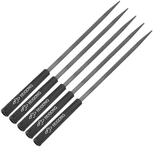 Utoolmart 5Pcs 4mm x 160mm Second Cut Steel Round Needle File with Plastic Handle