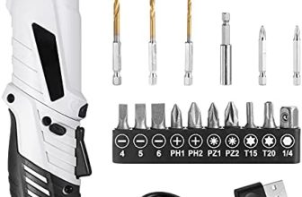 VILLCASE 10Pcs Cordless Drill Driver Kit Electric Screwdriver Hand Drill Rechargeable Twist Drill Screw Bits for Home Office DIY Shop (Black White)