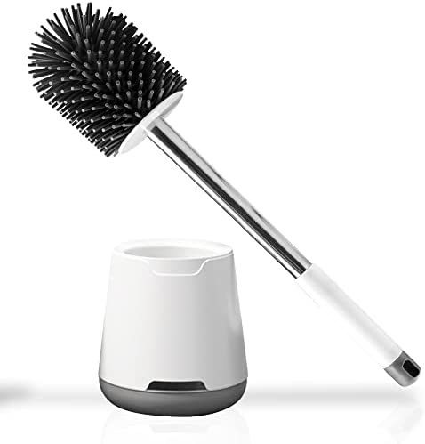 VMVN Toilet Bowl Brush and Holder,Toilet Brushes Cleaner Set for Bathroom ,Household Cleaning Tools,Silicone Bristles Toilet Scrubber,Floor Standing