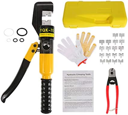WICHEMI Custom Hydraulic Hand Crimper Crimping Tool for Stainless Steel Cable Railing Fittings for 1/8″ to 3/16″ Cable –Wire Swaging Tool Kit 10 Ton with Stainless Steel Cable Cutter