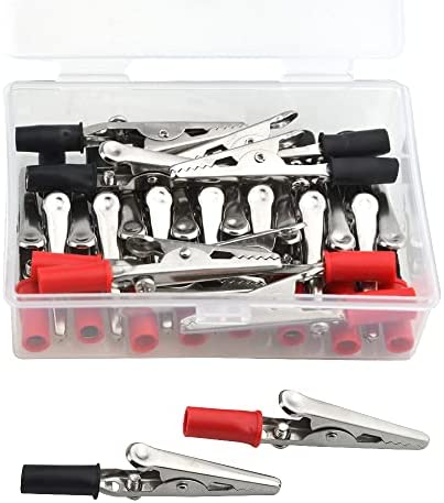 WMYCONGCONG 22 PCS Metal Alligator Clips Electrical Test Clamps with Plastic Hands Red Black Kit