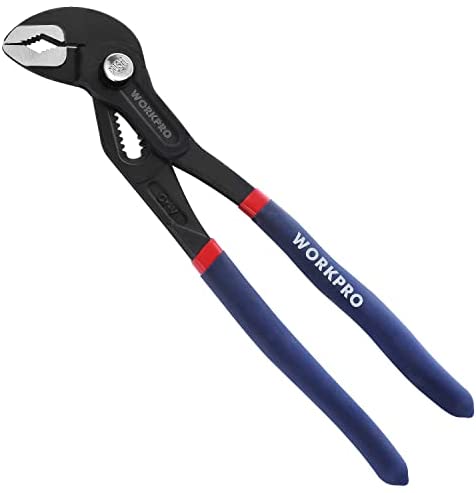 WORKPRO 9-1/2-Inch Groove Joint Pliers, Fast Adjust Tongue and Groove Pliers, V-Jaw Water Pump Pliers with Comfort Grip