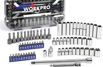 WORKPRO Socket Set, 70-Piece 1/4" Drive Socket Set with Quick-Release Ratchet, Metric and SAE for Auto Repairing & Household, W003068A