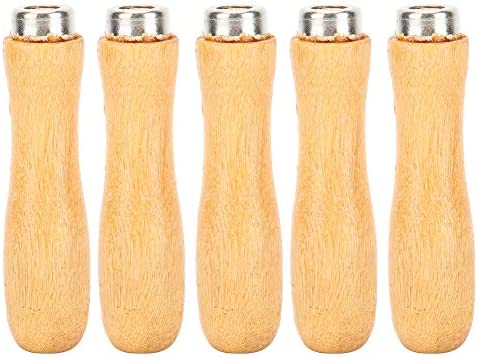 Wooden File Replacement Handles 5pcs Wooden Handle for File Cutting Tool Craft, Comfortable Wooden File Handle Replacement Accessories Jewelry Tool Accessorie, 95mm