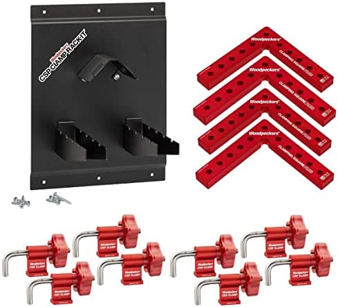Woodpeckers Clamping Square Plus, Includes 8 CSP Clamps, 4 Clamping Squares and CSP Clamp Rack-It Mounted Storage System