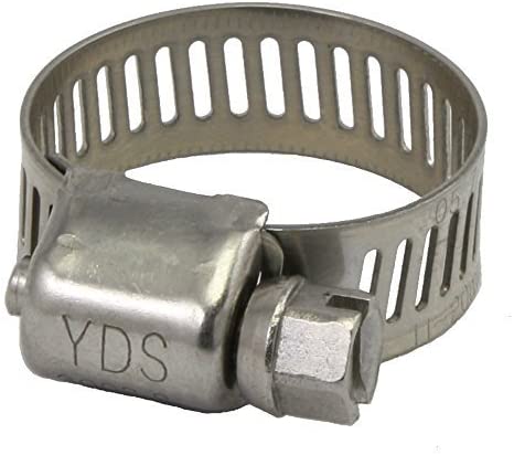 YDS All 300 Grade Stainless Steel Mini Hose Clamp, Worm-Drive, SAE Size 5, 7/16″ to 3/4″ Diameter Range, 0.35 Bandwidth (Pack of 10)