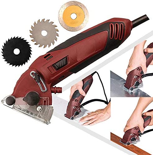 ZXMOTO Mini Electric Circular Saw Machine Set 400W Multifunction Mini Tile Cutter Saw with 3 Blades for Wood Drywall Tile Metal