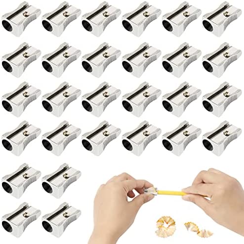 Zsxdc 72 Pack Manual Mini Pencil Sharpeners Silver Metal Handheld Pencil Sharpeners with Single Hole Aluminum Alloy Sharpener for Most Size Pencils