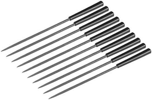 uxcell 10Pcs Second Cut Steel Round Needle File with Plastic Handle, 3mm x 140mm