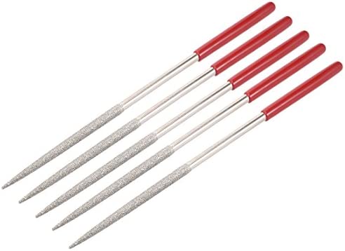 uxcell 5 Pcs 5mm x 180mm Round Diamond Needle File 150 Grit for Metal Glass Stone